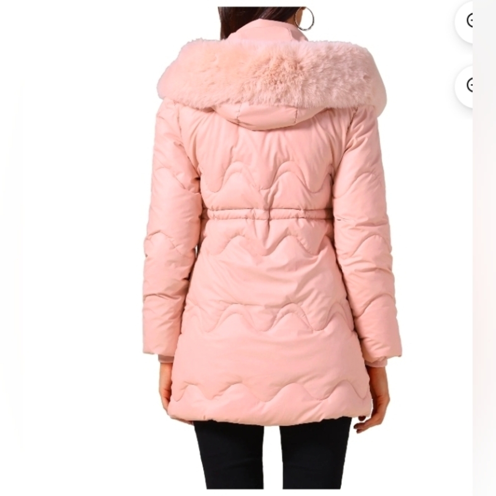 Women's Winter Thicken Puffer Coat Faux Fur Removable Hood Warm Parka Jacket - Picture 3 of 7